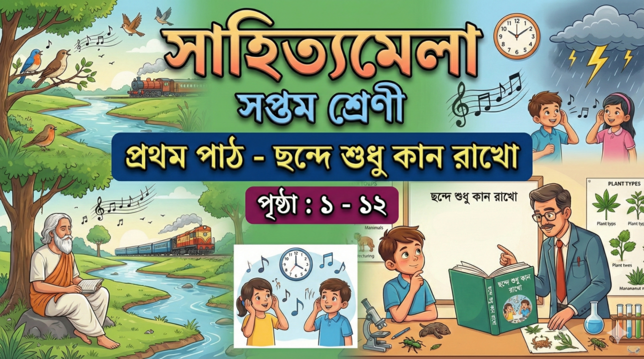 সাহিত্যমেলা | সপ্তম শ্রেণী | প্রথম পাঠ – ছন্দে শুধু কান রাখো | পৃষ্ঠা : ১ – ১২