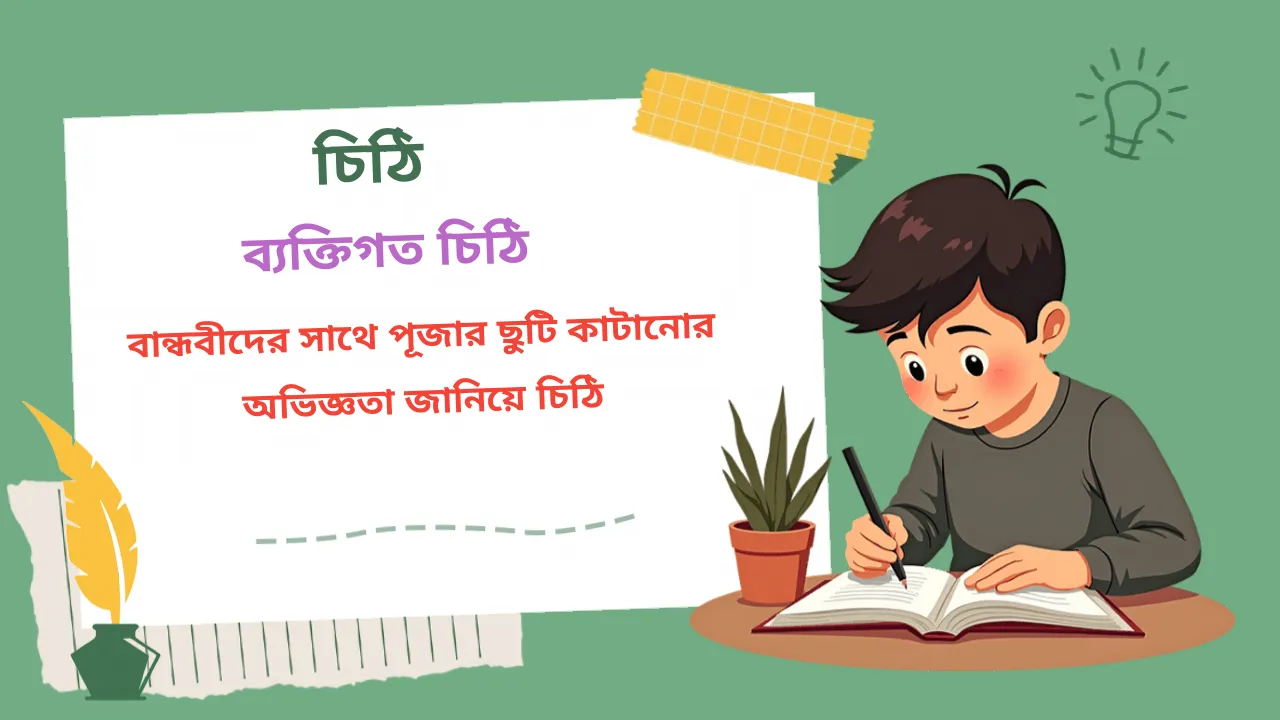 বান্ধবীদের সাথে পূজার ছুটি কাটানোর অভিজ্ঞতা জানিয়ে চিঠি লেখা। - Vision Institute
