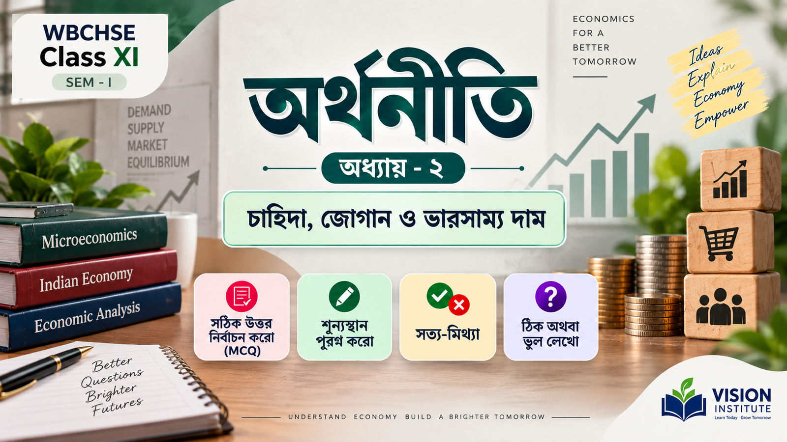 WBCHSE Class 11 Economics Chapter 2 চাহিদা, জোগান ও ভারসাম্য দাম Solved - Vision Institute