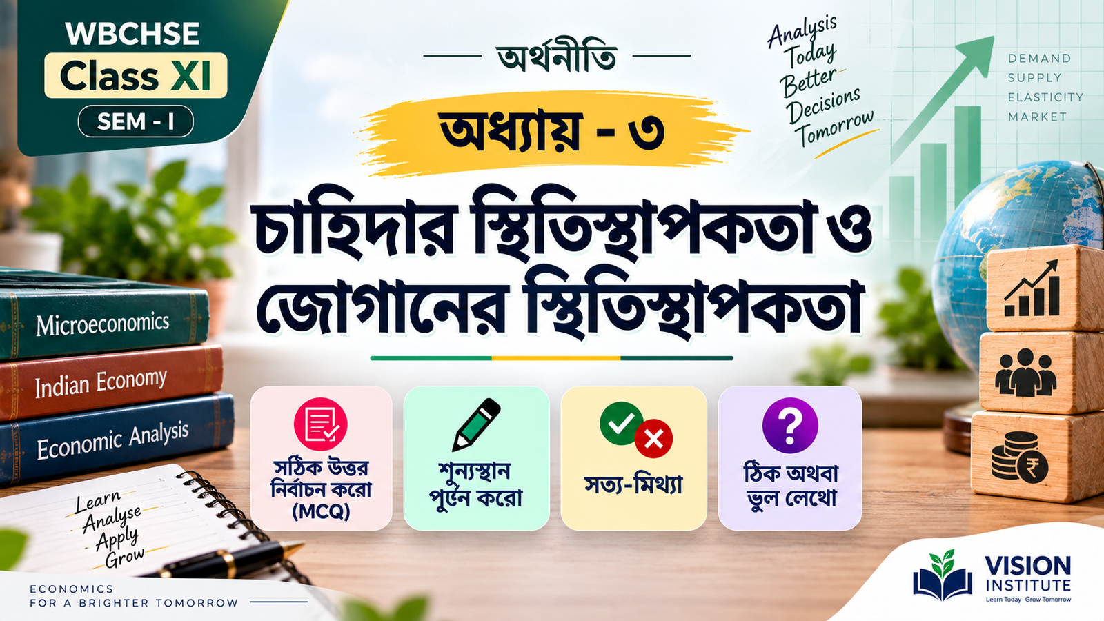 WBCHSE Class 11 Economics Chapter 3 চাহিদার স্থিতিস্থাপকতা ও জোগানের স্থিতিস্থাপকতা Solved - Vision Institute